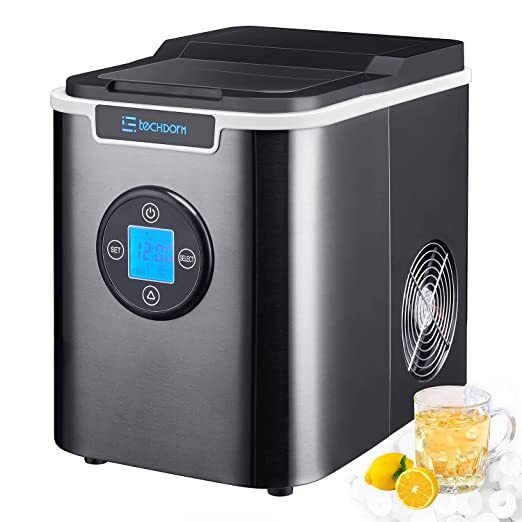 Ice Maker Machine for Countertop with Automatic Self-Cleaning, 9 Bullet Ice Cube Ready in 7-9 Minutes, 26Lbs/24H Portable Ice Makers with LCD, S/M/L Ice Size with Scoop and Basket for Home/Bar/Office