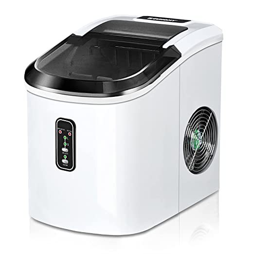 Euhomy Ice Maker Machine Countertop, 26 lbs in 24 Hours, 9 Cubes Ready in 6 Mins, Self-Clean Electric Ice Maker Compact Potable Ice Maker with Ice Scoop and Basket. for Home/Kitchen/Office.(Silver)
