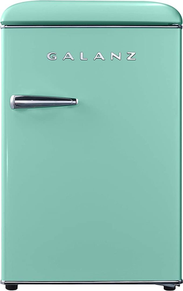 Galanz GLR25MBER10 Retro Compact Refrigerator, Mini Fridge with Single Doors, Adjustable Mechanical Thermostat with Chiller, Blue, 2.5 Cu Ft