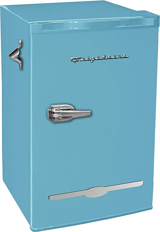 Frigidaire EFR376-CORAL Retro Bar Fridge Refrigerator with Side Bottle Opener, 3.2 cu. Ft, Coral