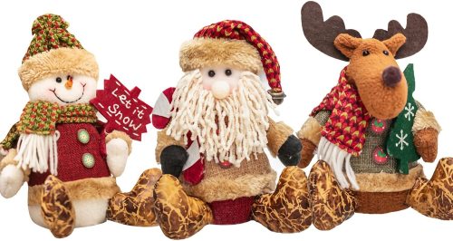 Christmas Stuffed Animal Set Snowman Santa Claus Reindeer Plush Toy Plushie Doll Party Xmas Home Christmas Decorations Supplies 9.8in (3PCS)