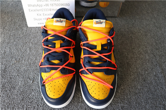 Off-White x Nike Dunk Low Yellow Navy Blue