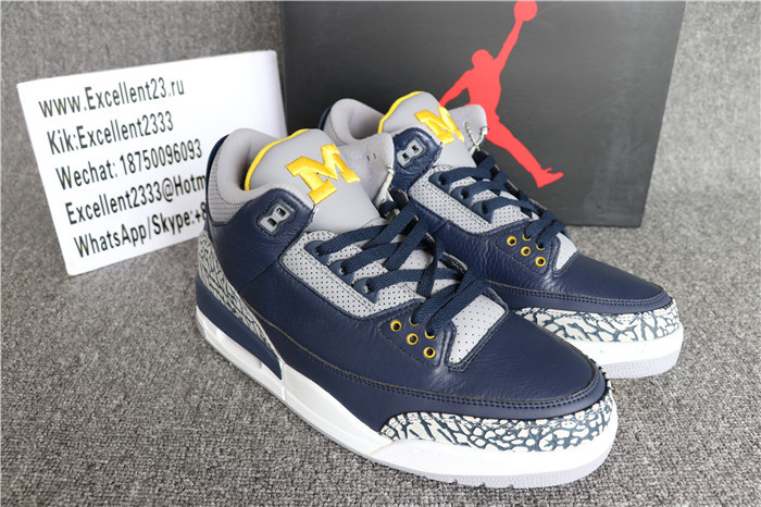 Authentic Nike Air Jordan 3 Retro Michigan