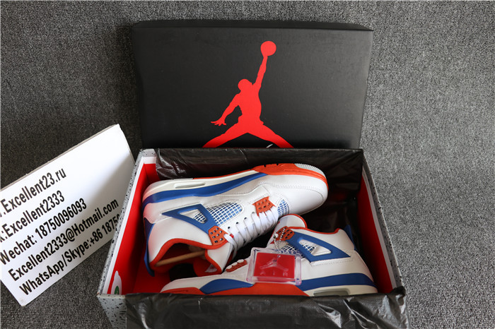 Authentic Nike Air Jordan 4 White Orange