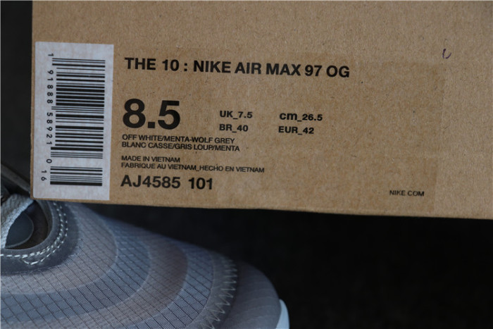 2018 Off White X Nike Air Max 97S OG Menta Wolf Grey