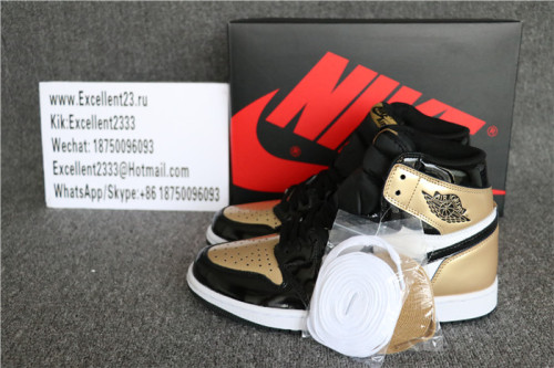 Authentic Nike Air Jordan 1 Top 3 Gold Black