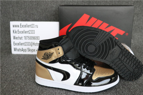 Authentic Nike Air Jordan 1 Top 3 Gold Black