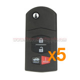 (PACK OF 5)BGBX1T478SKE12501 Flip remote key 4 button 315Mhz+copy 4D63chip for Mazda 3 6 MX-5 Miata 2010 2011 2012 2013  SKE12501