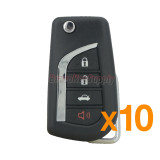 (Pack of 10)Flip remote key shell 4 button VA2 blade for Toyota Hilux Corolla Camry