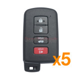 (PACK OF 5)FCC HYQ14FBA Smart key 315MHZ 4 button 8A chip for 2012-2018 Toyota Avalon Camry Corolla  P/N 89904-06140(PCB 281451-0020 )