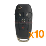 (Pack of 10)FCC N5F-A08TDA flip key shell 4 button for Ford F-Series truck F-150