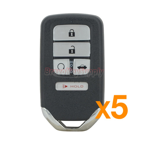(PACK OF 5)FCC KR5V2X 433.9mhz Smart key 5 button 47chip for Honda Civic 2016 2017 2018 PN 72147-TBA-A11