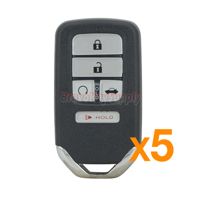 (PACK OF 5)FCC KR5V2X 433.9mhz Smart key 5 button 47chip for Honda Civic 2016 2017 2018 PN 72147-TBA-A11