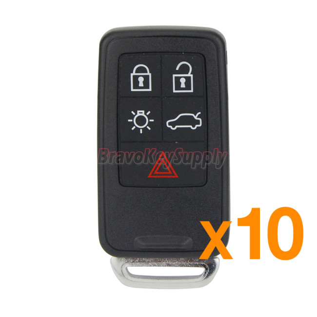 (Pack of 10) FCC KR55WK49264 Smart key case shell cover 5 button for Volvo 2007 2008 2009 2010 2011 XC70 V70 XC60 S80 S60