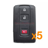 (PACK OF 5)FCC MOZB21TG smart key 3 buttton 312mhz with 4Dchip for Toyota Prius 2004-2009 PN 89071-47080 (non prox system)