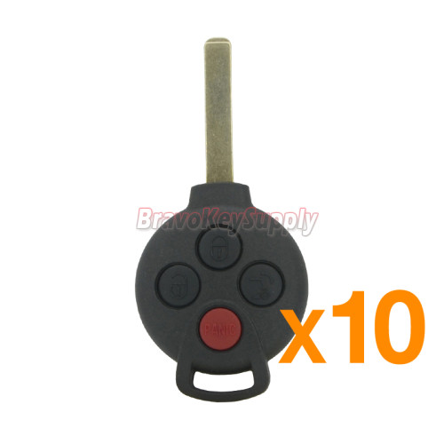 (Pack of 10)FCC KR55WK45144 Remote key shell 4 button for Mercedes Smart Fortwo 2005-2014