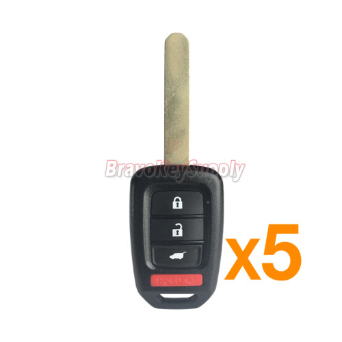 (PACK OF 5)FCC MLBHLIK6-1TA remote key 4 button 433.9Mhz HITAG3 ID47 HONDA G chip for Honda Civic CRV 2017-2021 PN 35118-TGG-A00