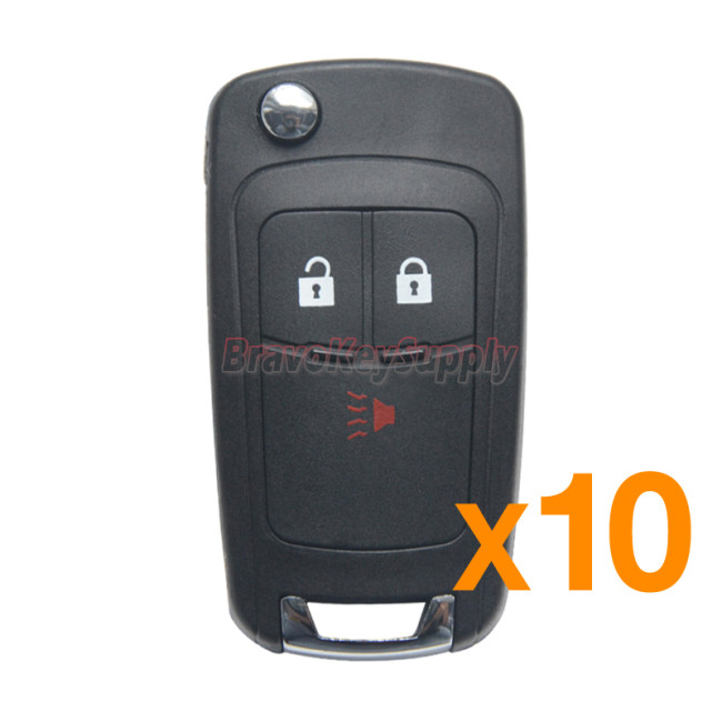 (Pack of 10)FCC A2GM3AFUS03 Flip key shell 3 button for Chevrolet Spark 2013-2016  PN 42695007