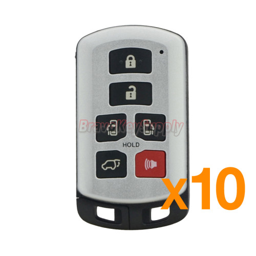 (PACK OF 10) P/N 89904-08010 FCC HYQ14ADR smart key case 6 button for Toyota Sienna 2011-2017