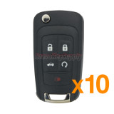 (Pack of 10) Flip key shell 4 button+panic for Chevrolet Camaro Cruze Equinox Malibu 2010-2016