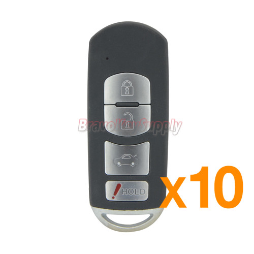 (Pack of 10) FCC WAZSKE13D01 smart key case 4 button for Mazda 3 6 2014 2015 2016 2017 PN GJY9-67-5RY