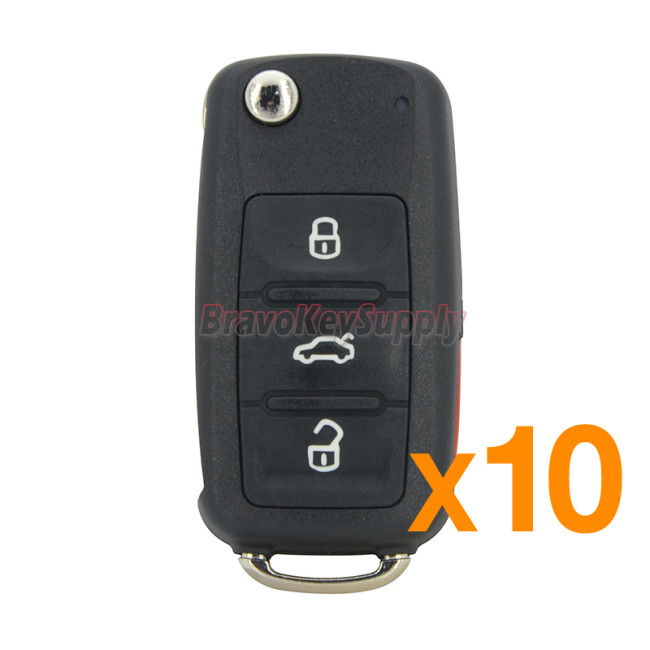 (Pack of 10)FCC NBG010180T Remote Flip Key shell 4 button for VW CC Beetle 2014 P/N 5K0837202R 5K0837202A 5K0837202AE