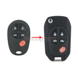 Modified flip key shell 5 button TOY43 blade for Toyota Sequoia remote key case