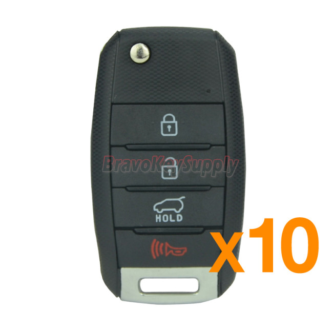 (PACK OF 10)FCC NYODD4TX1306 Flip key shell 4 button KHY37 blade for 2014 2015 2016 Kia Sportage P/N 95430-3W350