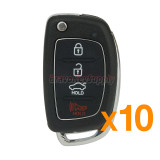 (PACK OF 10)FCC TQ8-RKE-4F16 Flip key shell 4 button TOY48 blade for Hyundai Sonata 2014-2017 PN 95430-C1010