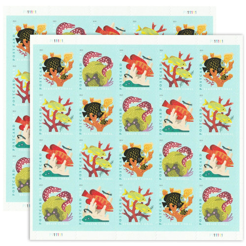 Coral Reefs Postcard 2019 - 5 Sheets / 100 Pcs