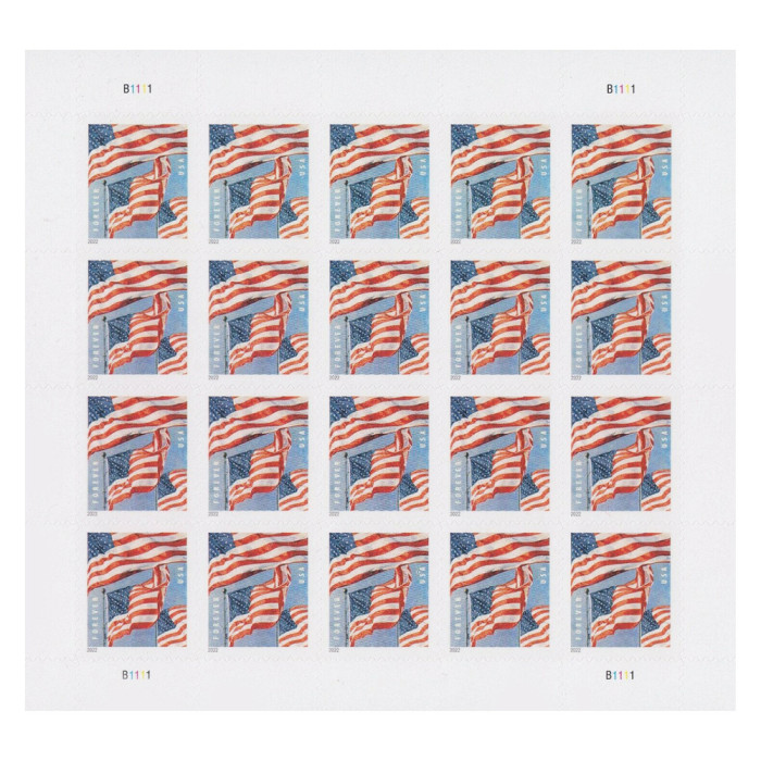 U.S. Flag 2022 First Class Sheet - 5 Sheets / 100 Pcs