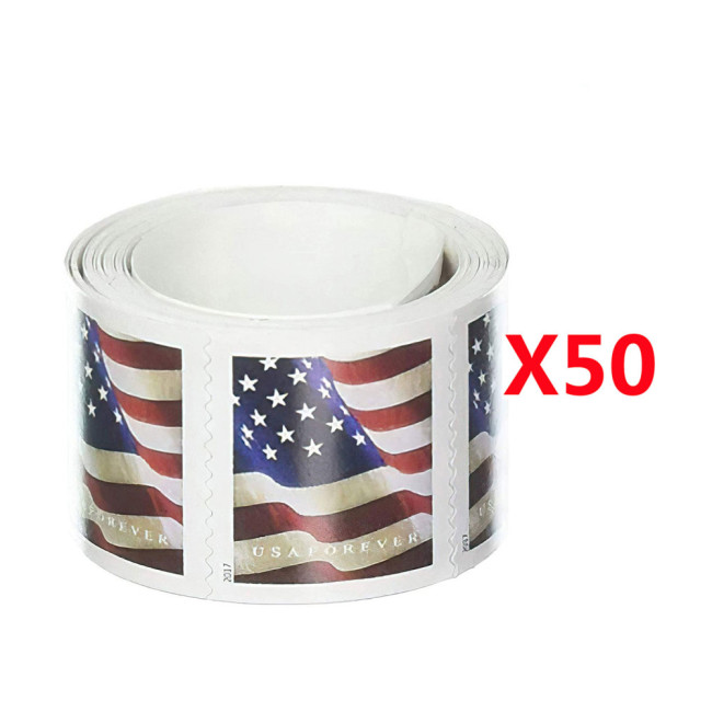 50 Rolls - U.S. Flag 2017 First Class Roll of 100 (5000 Pcs)