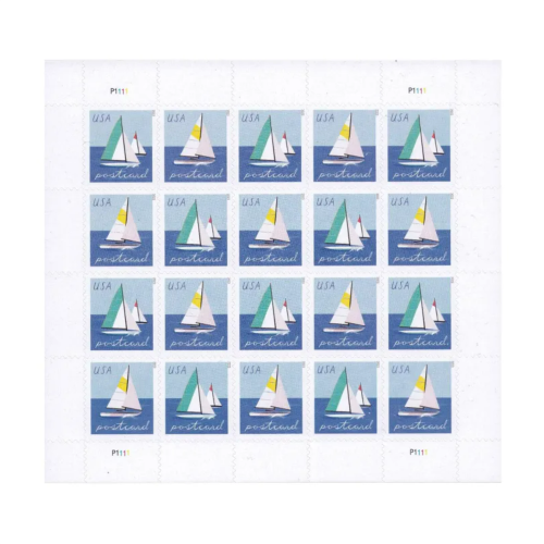 Sailboats Postcard 2023 - 5 Sheets / 100 Pcs