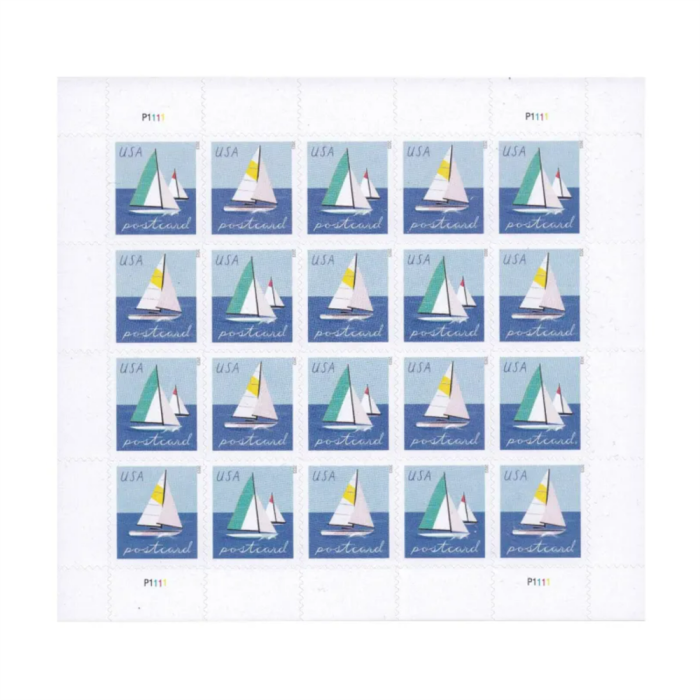 Sailboats Postcard 2023 - 5 Sheets / 100 Pcs