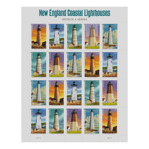 New England Coastal Lighthouses 2013 - 5 Sheets / 100 Pcs