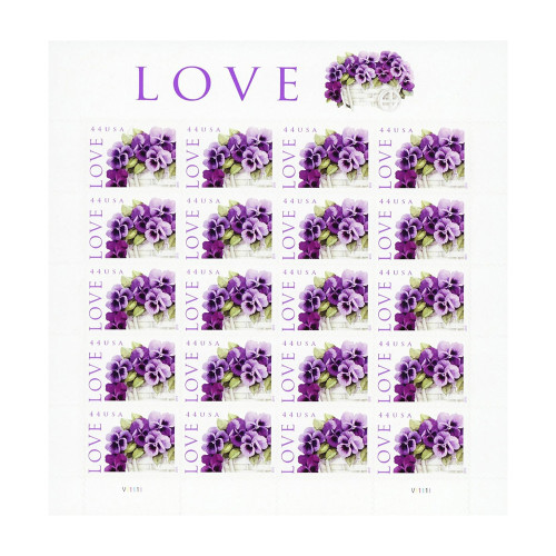 2010 Pansies in a Basket 44¢ - 5 Sheets / 100 Pcs