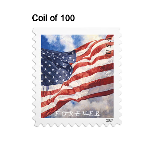 Roll U.S. Flag 2024 First Class Roll 100Pcs/Coil