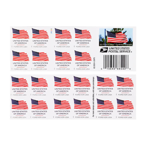 U.S. Flag 2025 First Class Book - 5 Booklets / 100 Pcs