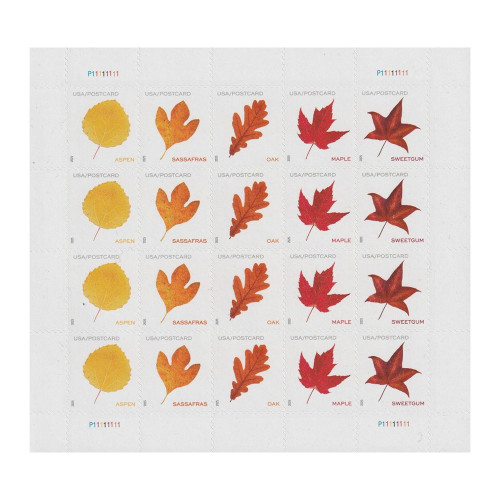 Vibrant Leaves Postcard Rate 2025 - 5 Sheets / 100 Pcs