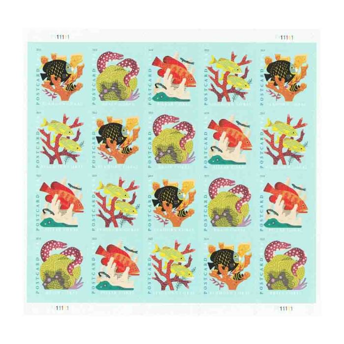 Coral Reefs Postcard 2019 - 5 Sheets / 100 Pcs