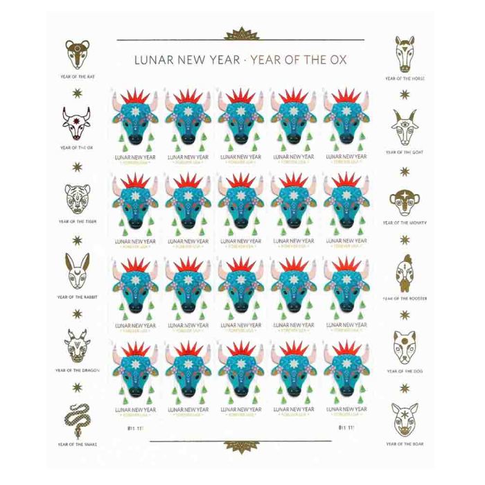 Lunar New Year Ox 2021 - 5 Sheets / 100 Pcs