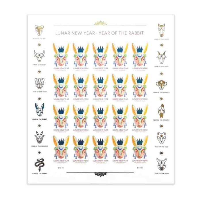 Lunar New Year Of The Rabbit 2023 - 5 Sheets / 100 Pcs