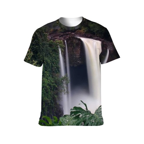 yanfind Adult Full Print Tshirts (men And Women) Arch Waterfalls Hawaii Hilo Island Plume Plunge Pour Rainbow River Rock