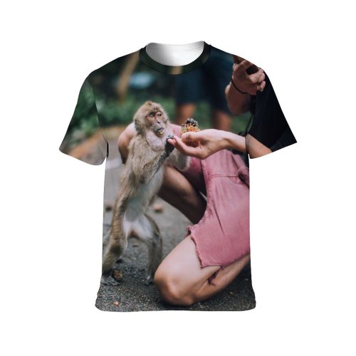 yanfind Adult Full Print T-shirts (men And Women) Love Street Cute Child Monkey Outdoors Funny Family Wildlife Primate Sit