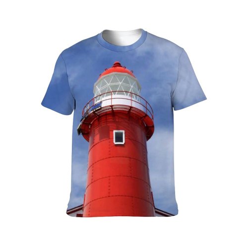 yanfind Adult Full Print T-shirts (men And Women) Lighthouse Landscape Rocks Clouds Sky Travel Tourism Safety Insurance