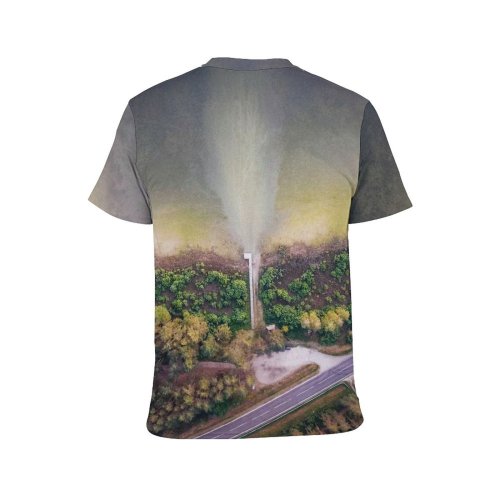 yanfind Adult Full Print T-shirts (men And Women) Road Landscape Field Summer Agriculture Grass Mist Tree Travel Outdoors Rural Rainbow