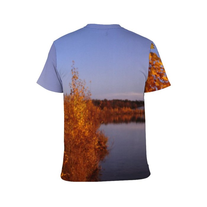 yanfind Adult Full Print T-shirts (men And Women) Landscape Trees Lake Sky Leaves