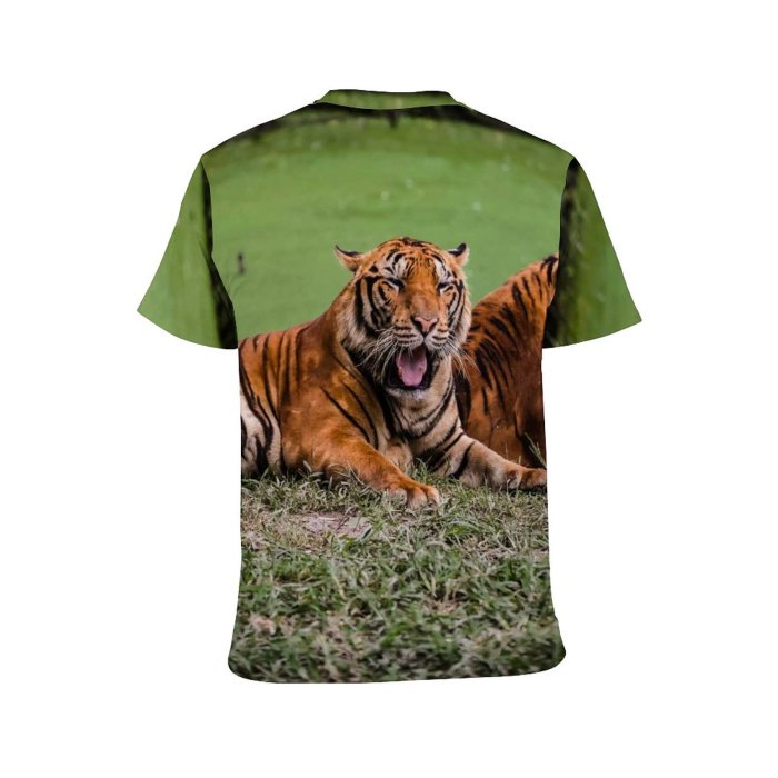 yanfind Adult Full Print T-shirts (men And Women) Grass Fur Cat Hunter Jungle Safari Wildlife Angry Danger Staring