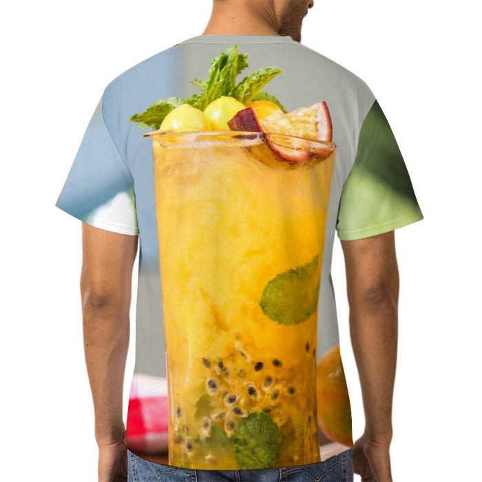 yanfind Adult Full Print T-shirts (men And Women) Summer Cocktail Glass Leaf Lemon Health Fruit Homemade Delicious Tropical Lime