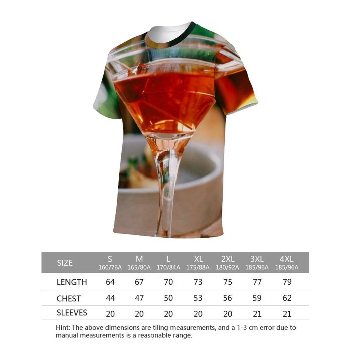 yanfind Adult Full Print T-shirts (men And Women) Wood Bar Party Cocktail Glass Beer Wine Classic Traditional Still Vodka
